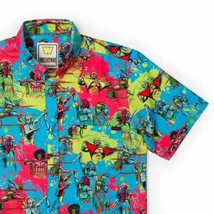 RSVLTS X WWE Hulk Hogan Vs Ultimate Warrior Sz Medium Mens KUNUFLEX Button Shirt